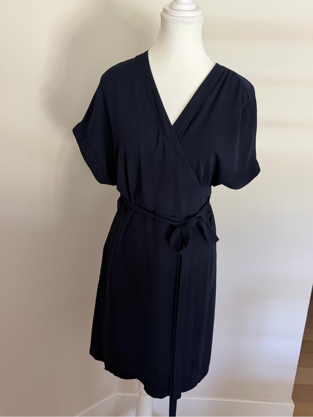 Tobi Navy Wrap Dress with Self Tie
